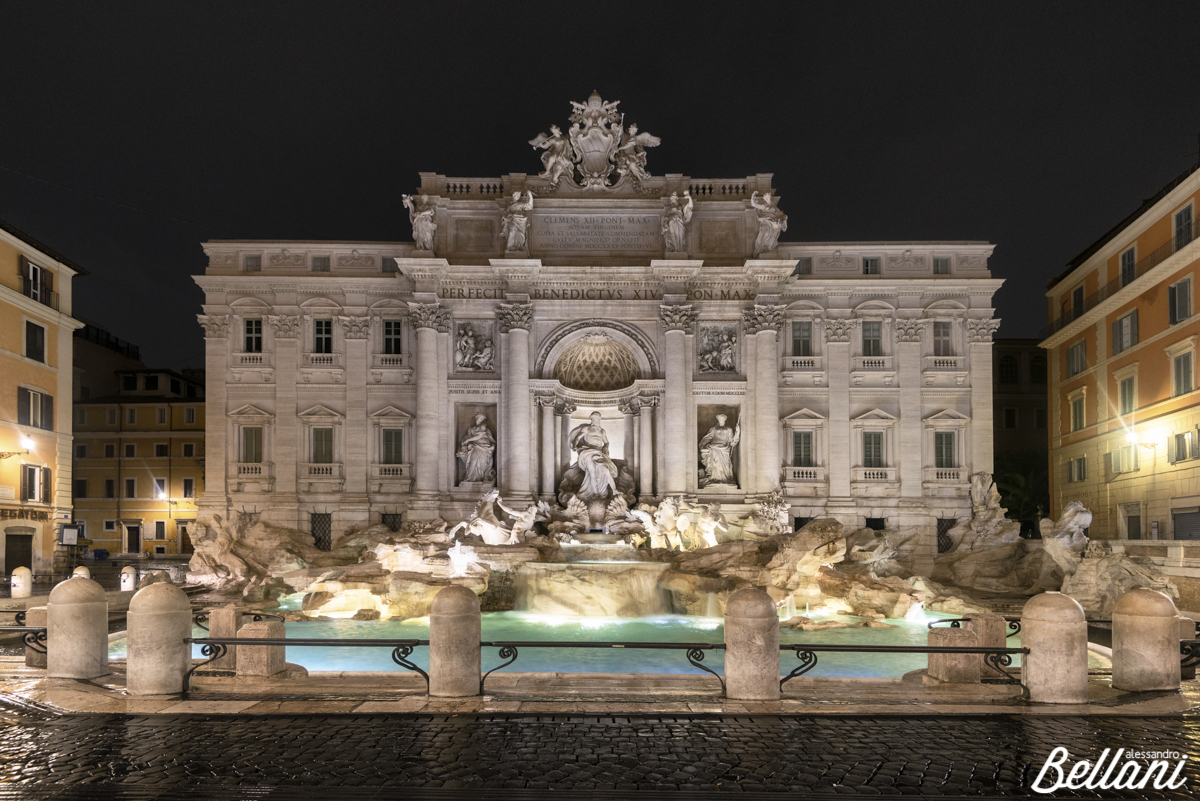 Trevi Fountain illuminated by street lamps ROME